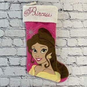 Disney Princess Belle Pink Velour Christmas Stocking